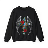 Angel Wing Cross - Women's Heavy Blend™ Crewneck Sweatshirt